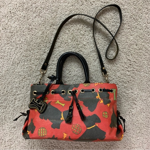 Dooney & Bourke Handbags - Vintage DOONEY & BOURKE Red SCOTTIE DOG Leather SATCHEL Shoulder BAG Purse